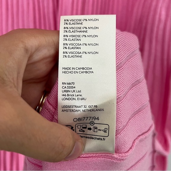 Anthropologie Long Sleeve Ribbed Sweater Midi Dress - Bubblegum Pink – Size XL - Picture 10 of 13